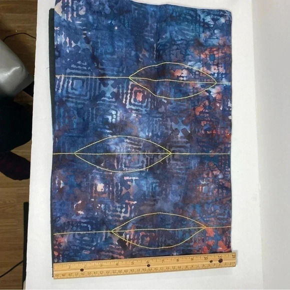 Mother Earth Pillow Cover 12” x 36” Red Blue Batik Embroidery Hook and Loop - Picture 6 of 9